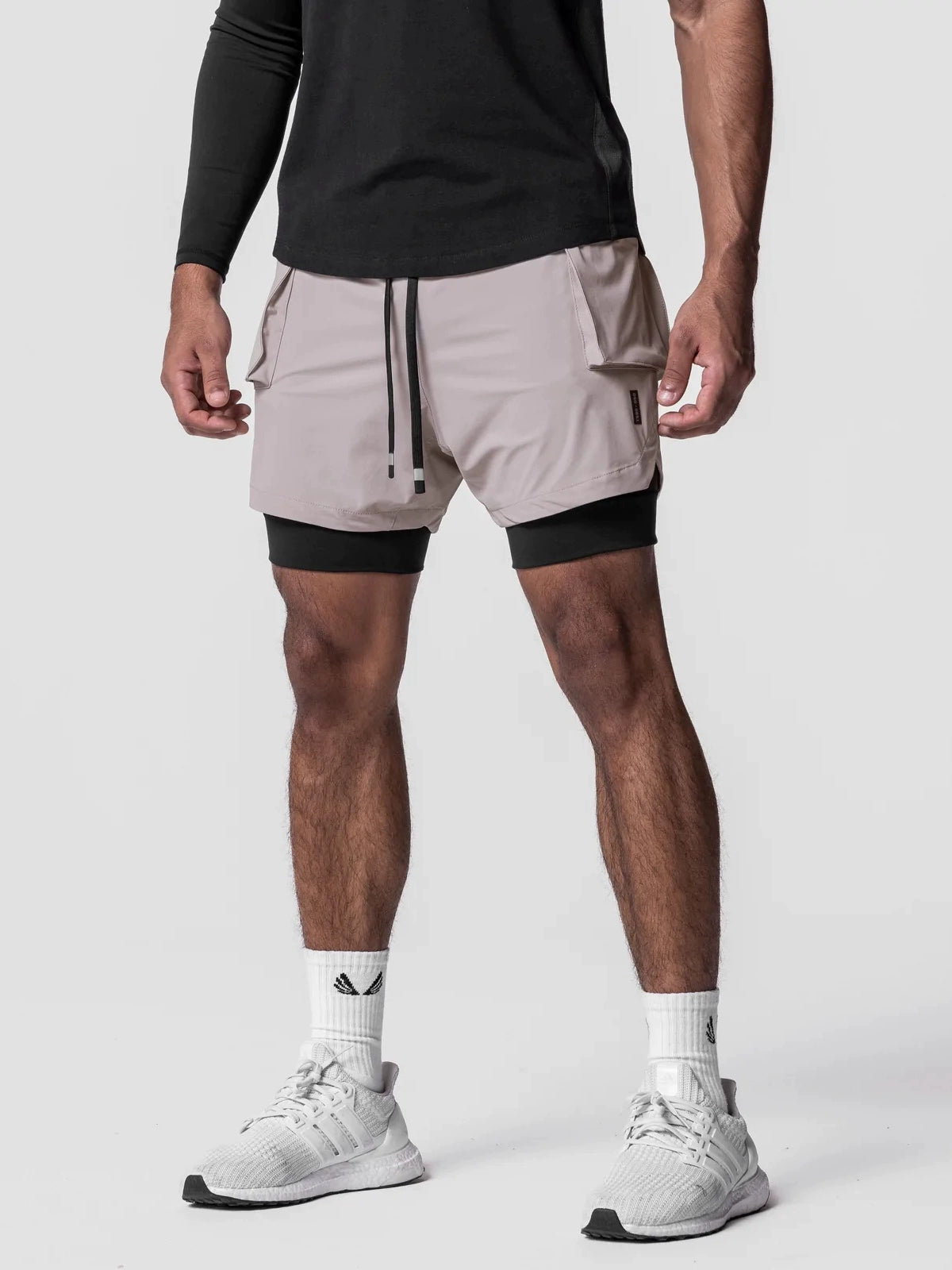 2 in 1 Double-Layer Fitness Men Sports Shorts